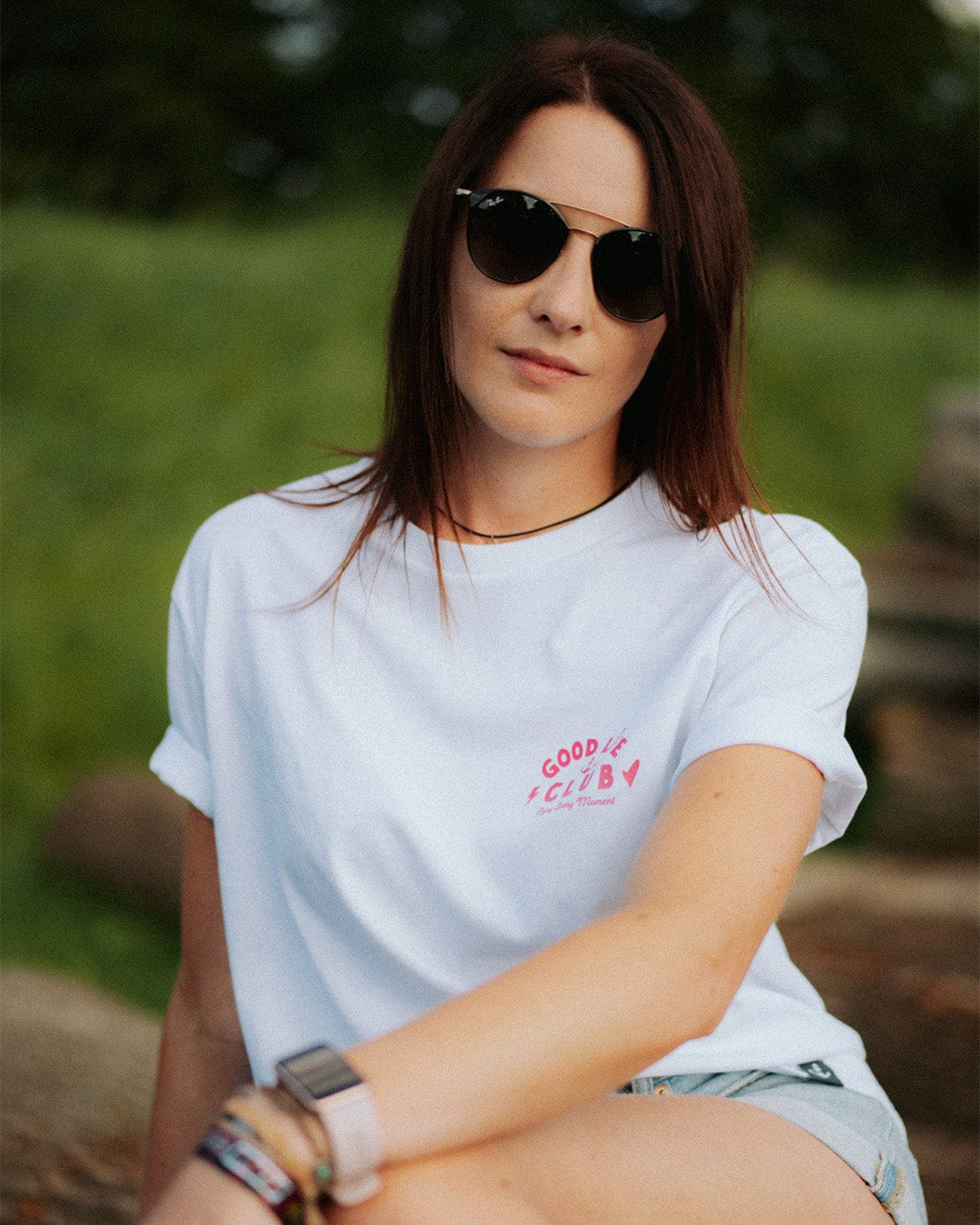 Good Life Club T-Shirt - White / Pink