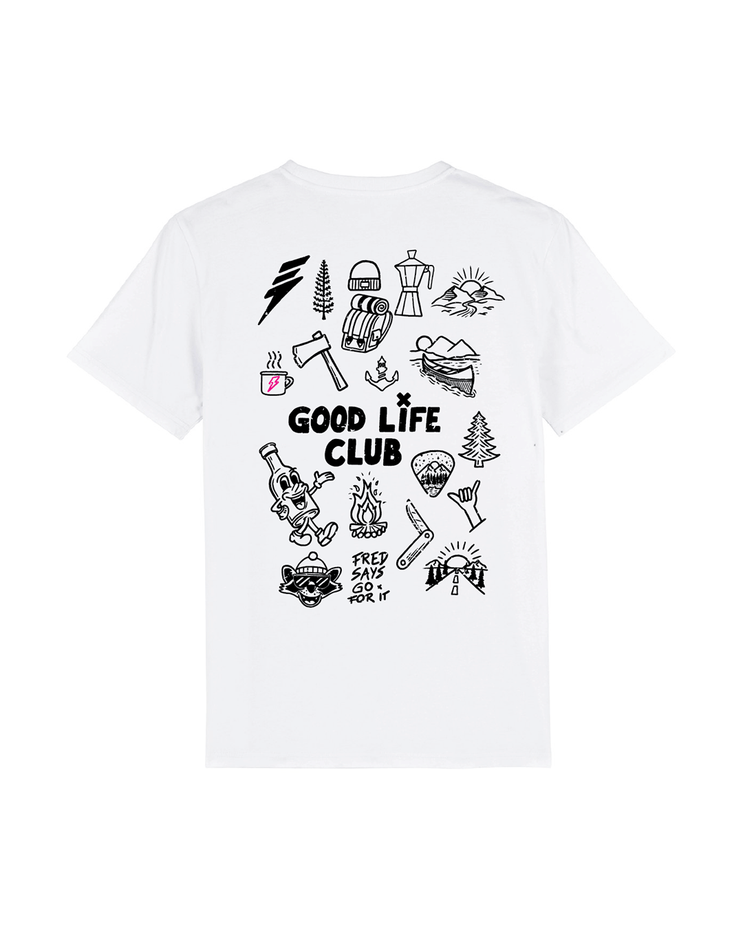 Good Life Club T-Shirt - White / Pink