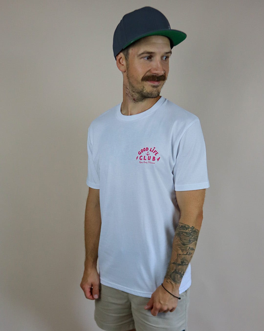 Good Life Club T-Shirt - White / Pink