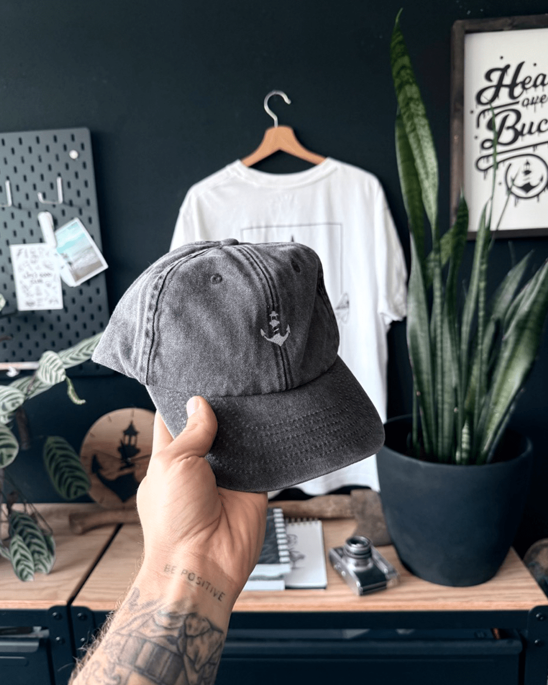 Logo Stitch Low Profile Cap - Vintage Black