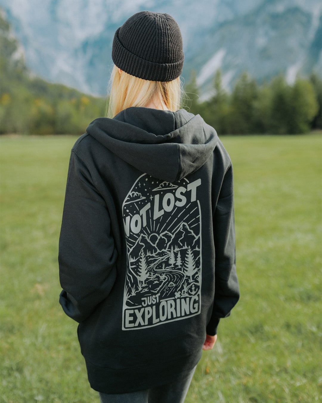 Not Lost Zip Hoodie - Black