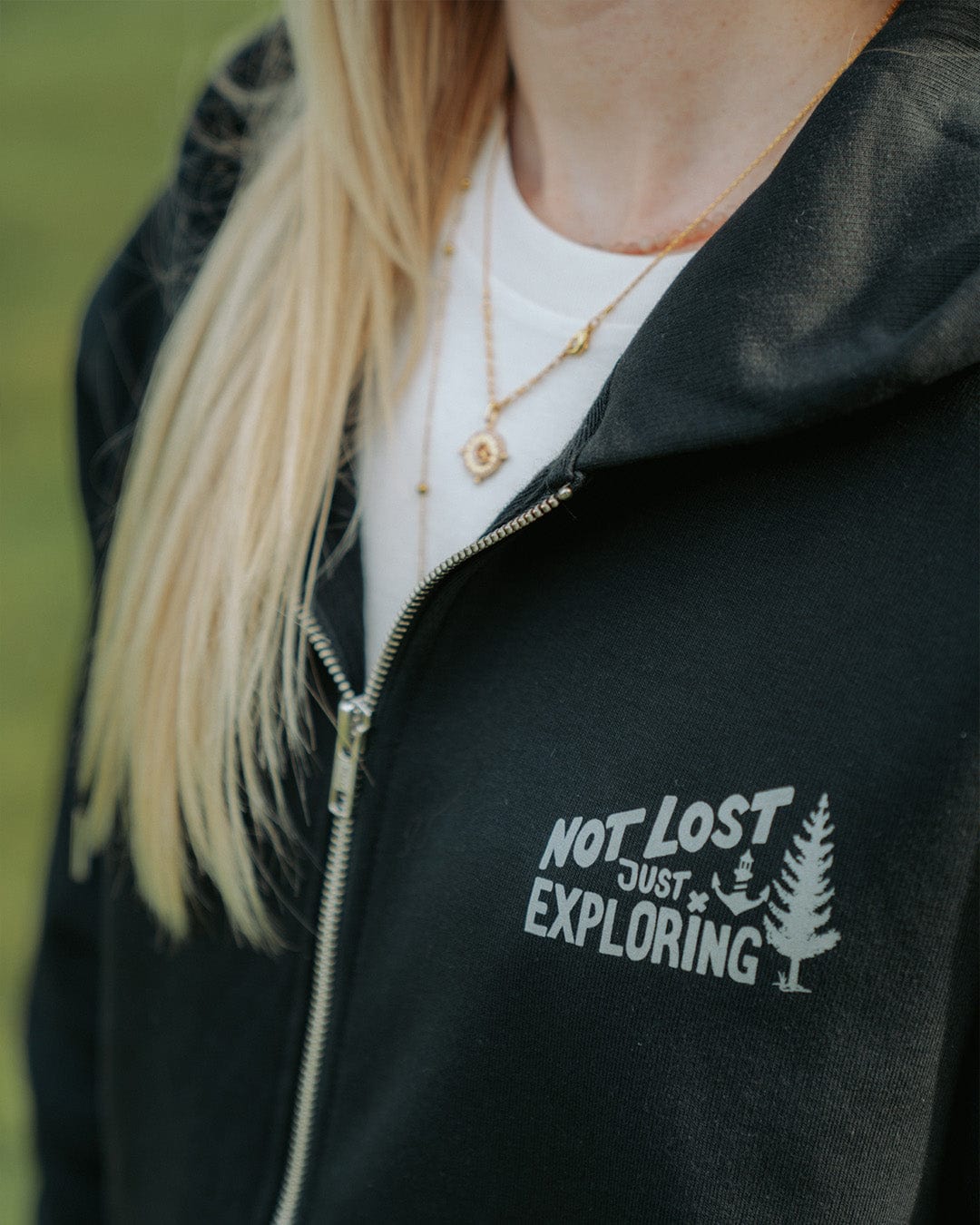 Not Lost Zip Hoodie - Black